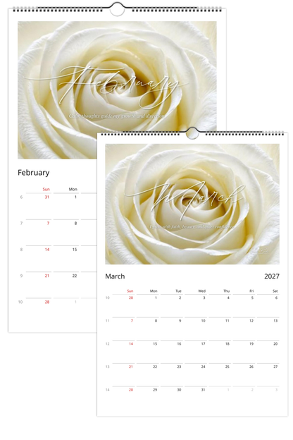 White Rose 2027 Wall Calendar | Clarity, Renewal & Strength