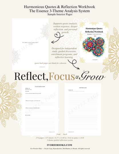 Harmonious Quotes Reflection Workbook | Essence 3-Theme