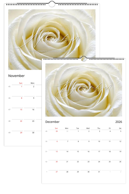 White Rose September 2026–August 2027 Wall Calendar | Clarity, Renewal & Strength