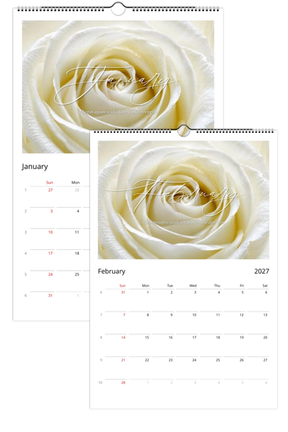 White Rose September 2026–August 2027 Wall Calendar | Clarity, Renewal & Strength