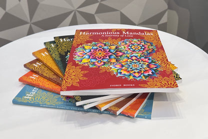 Harmonious Mandalas collection paperback books by Ivorie Books.
Real paperback display of the Harmonious Mandalas collection by Ivorie Books, showing the coordinated series design and printed book quality.
