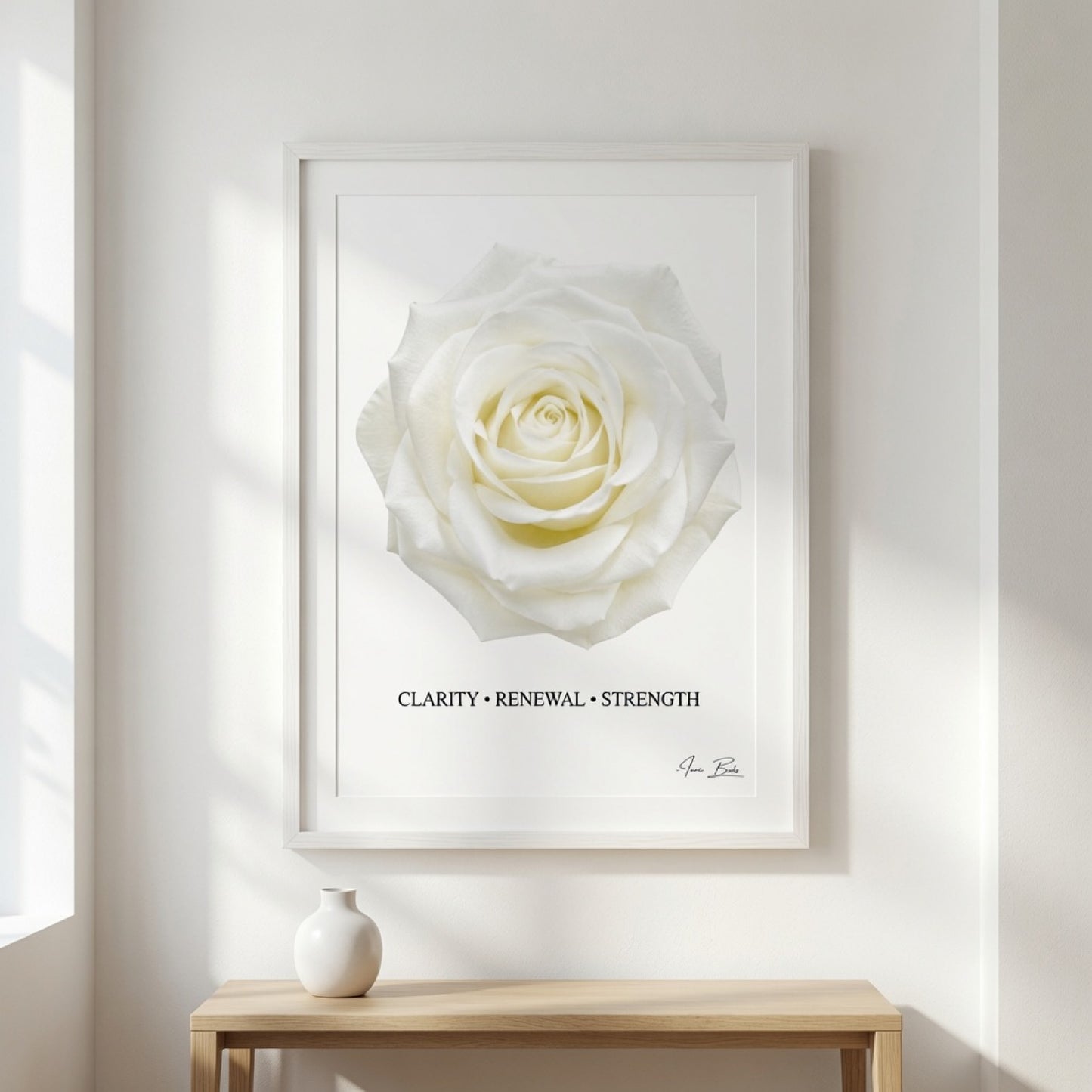 White Rose Affirmation Poster — Clarity, Renewal & Strength | 28x40 in
