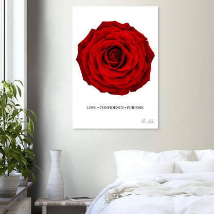 Red Rose Affirmation Poster — Love, Confidence & Purpose | 28 × 40 in