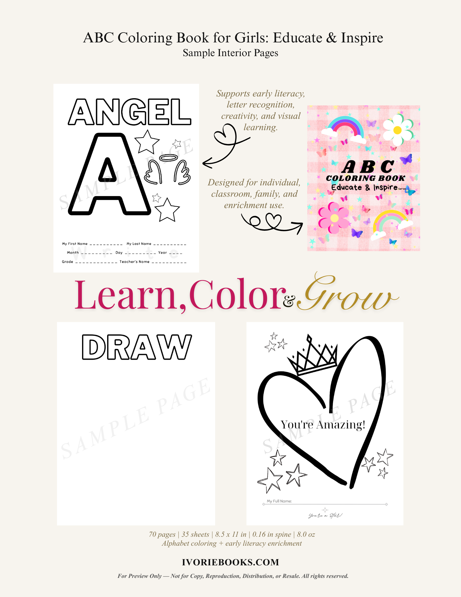Inside page preview highlighting social-emotional learning prompts and positive affirmations designed to build early self-concept and confidence.