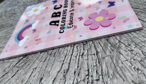 Flat lay view of an open page demonstrating the spacious layout designed on 51–60 lb high-opacity paper for unstructured creative drawing and creative expression.