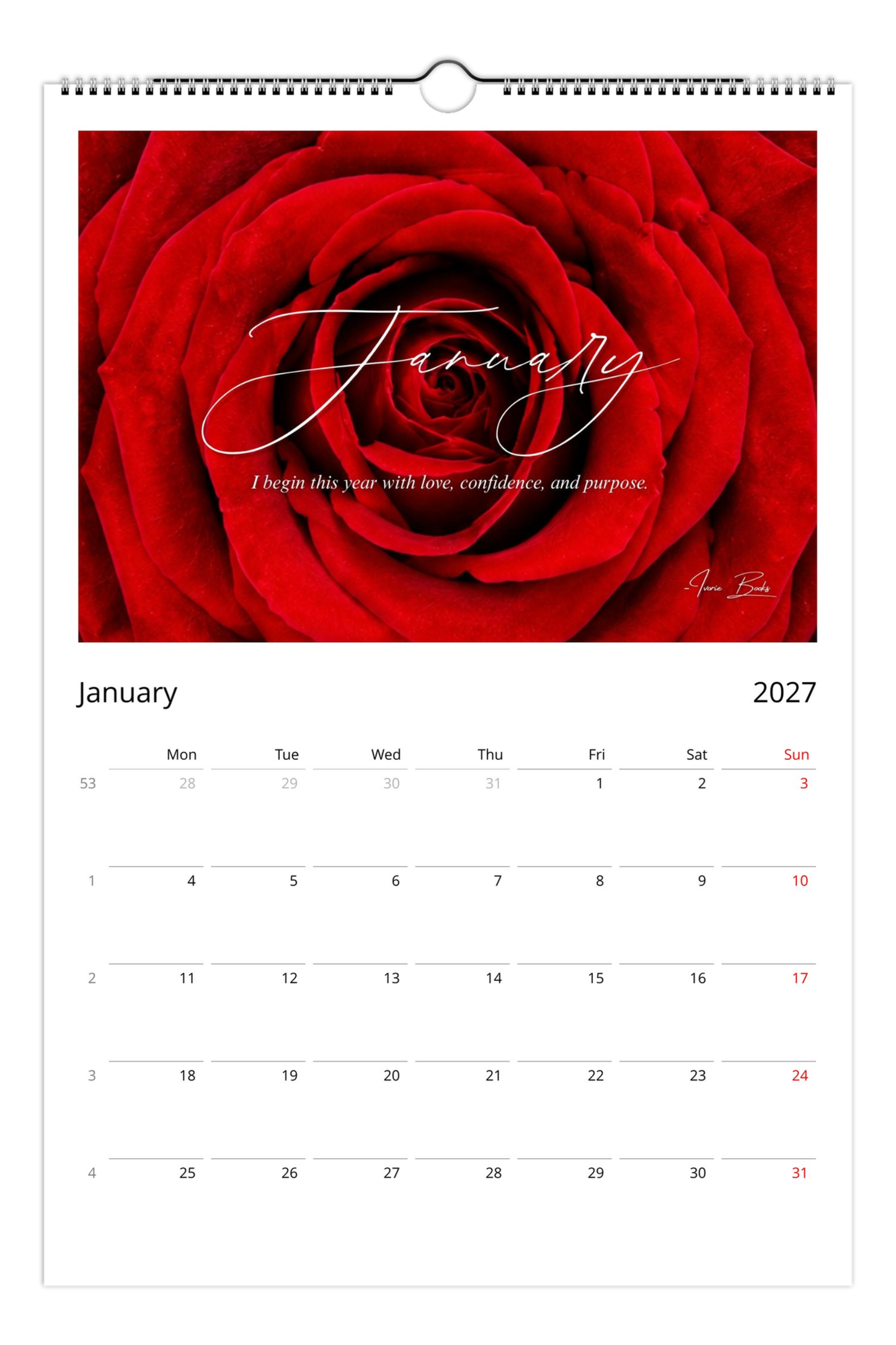 Approved Red Rose 2027 Calender