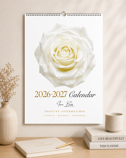 White Rose September 2026–August 2027 Wall Calendar | Clarity, Renewal & Strength