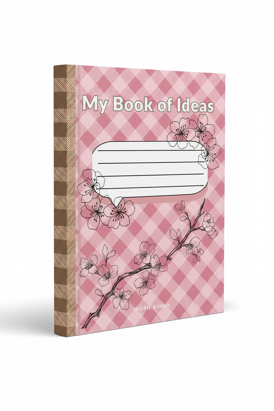 My Book of Ideas Pink Gingham Realistic Paperback Mockup