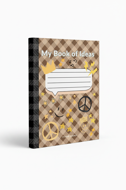 My Book of Ideas Tan Plaid Paperback Mockup